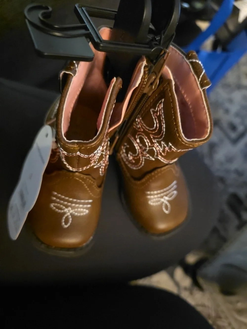 Brown Western Baby Boots with Pink Lining